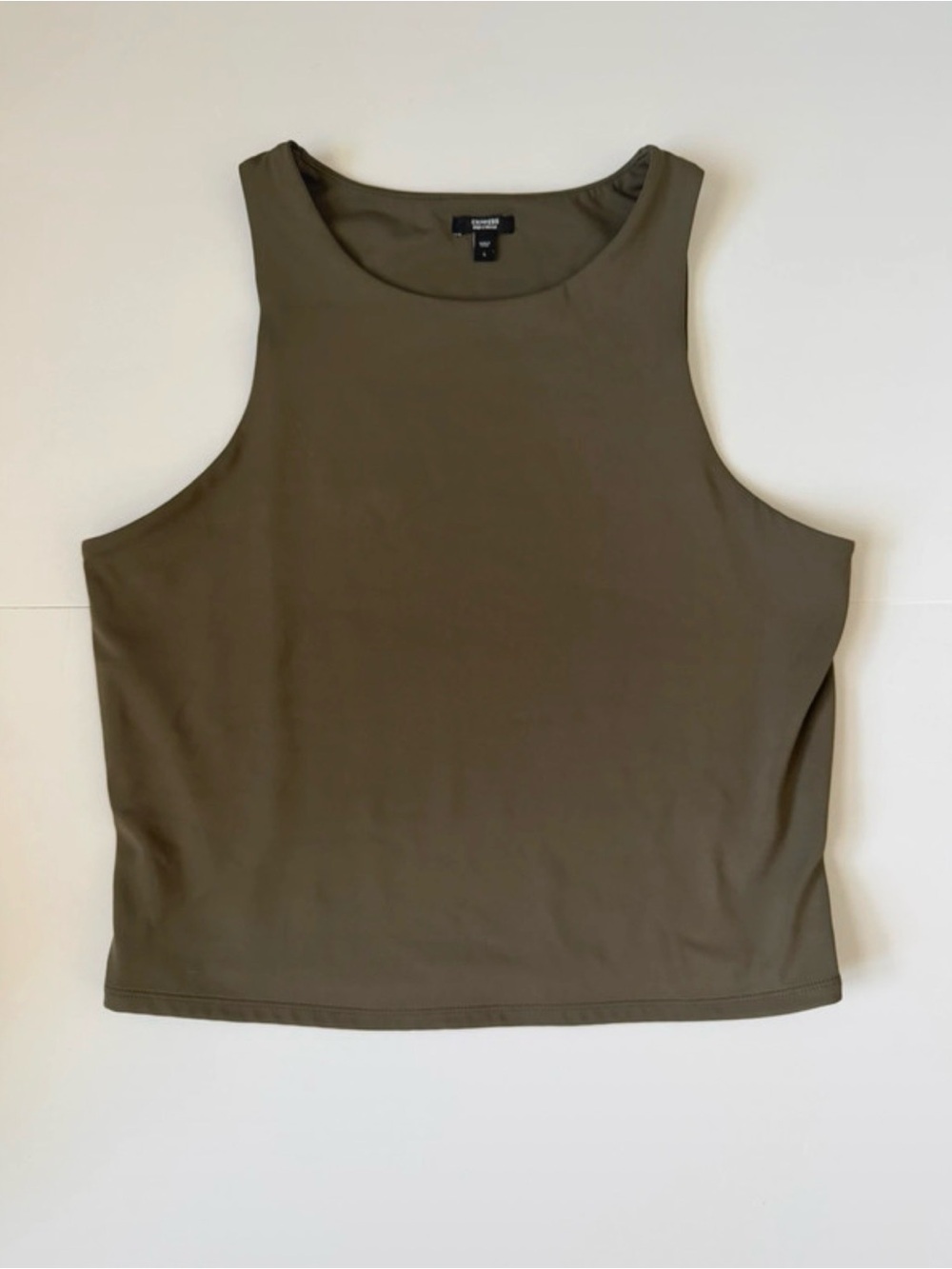 Express women's large green cropped tight lined tank top 804